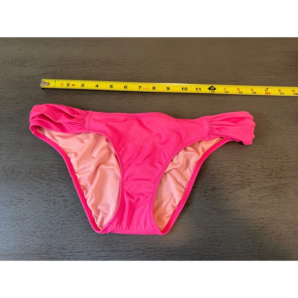 Victorias Secret Neon Pink Ruched Side Bikini Bottom Small S/P Swimwear